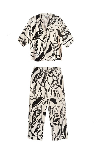 Pigiama donna Mefemi Aurora PS63 100% viscosa con apertura e manica 3/4