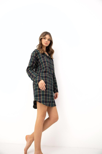 Sensis Skyler camicia da notte verde 100% cotone flanella a quadri