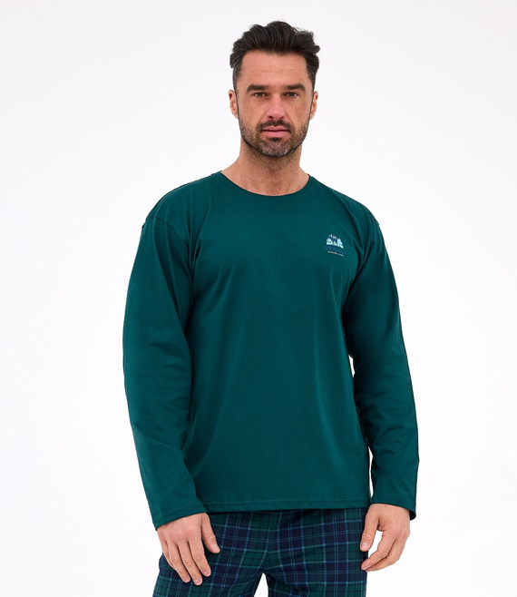 Pigiama uomo 124/307 Denali 3 Cornette verde - cotone, manica lunga