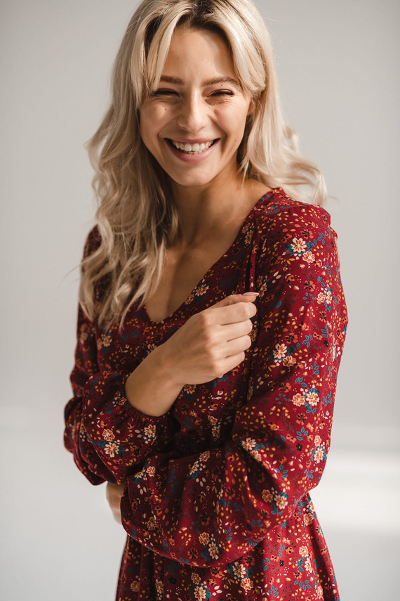 Lovely Dress Vestito midi per la maternità e l'allattamento di Milk&Love - marrone a fiori, manica lunga