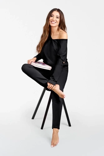 Karina Donna set manica lunga, pantaloni Moda Italiana - nero