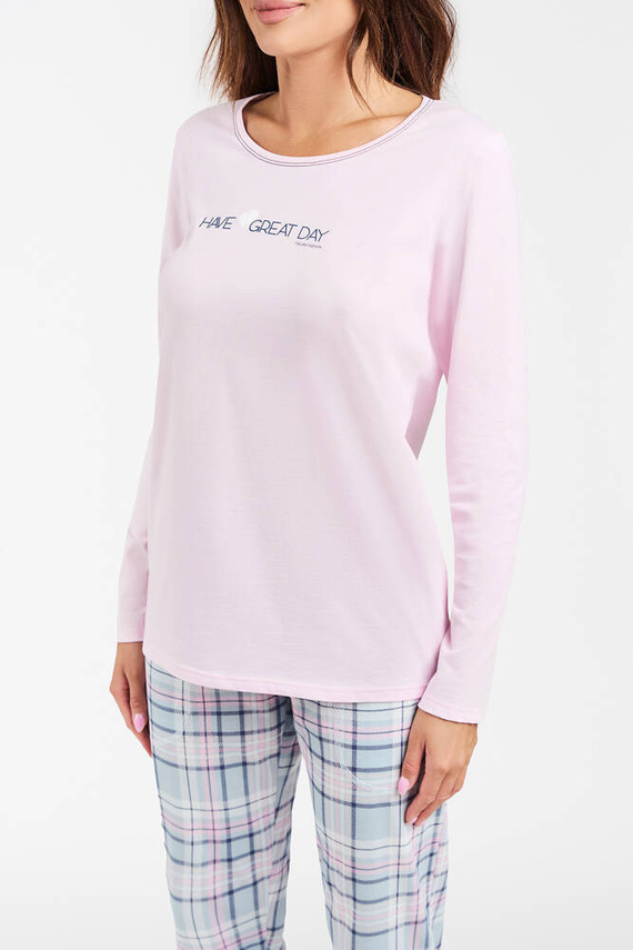 Glamour Pigiama a maniche lunghe e pantaloni lunghi da donna Moda italiana - rosa/stampa