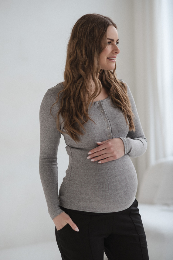 Tummy Milk&Love maglia premaman e allattamento in viscosa light gray melange