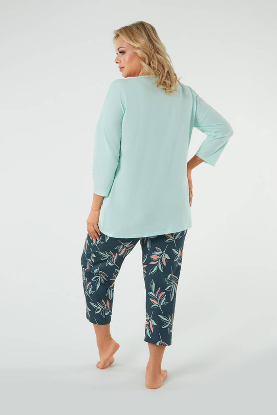 Julietta Pigiama donna maniche 3/4, pantaloni 7/8 Moda italiana - pistacchio/stampa