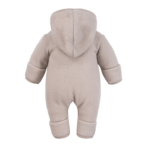 Tuta per neonato in lana merino Eevi - beige, morbida e traspirante