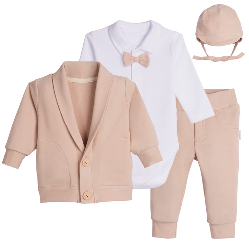 Komplet do Chrztu Nicol 169397 4 pezzi Body Papillon Felpa Pantaloni Cappello