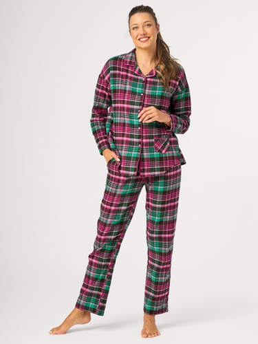Pigiama donna Key LNS 414 B26 fucsia – flanella, a quadri, 100% cotone