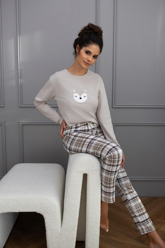 Pigiama donna Tinsley Sensis - cotone, lungo, a quadri