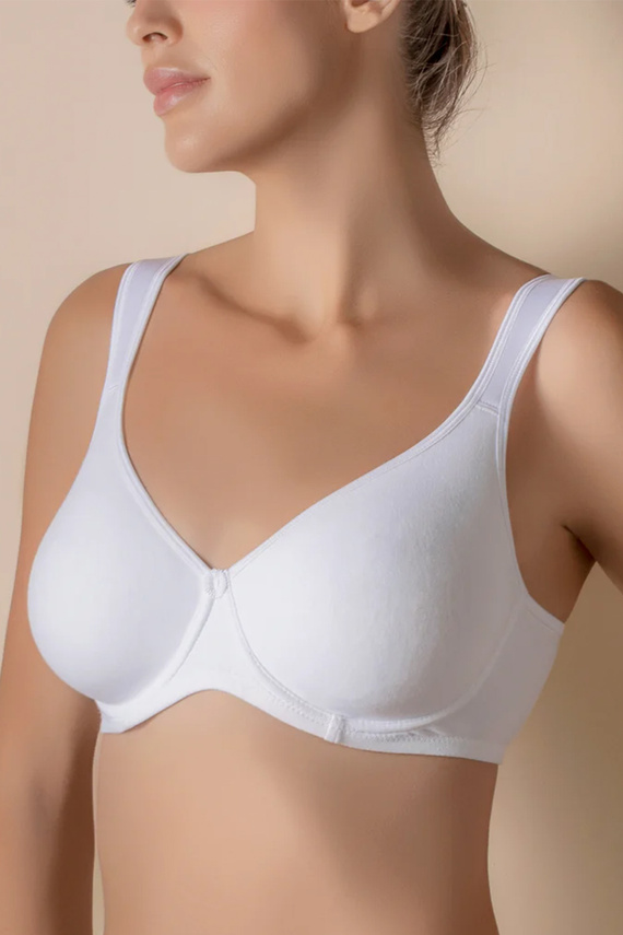 Reggiseno morbido Selene Madeleine bianco in cotone con ferretto