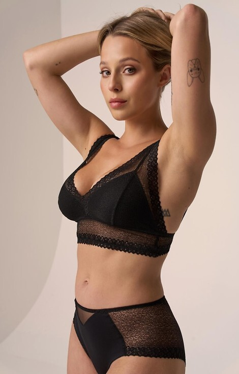 212 Mutandine da donna Babell nero - cotone con retro in rete