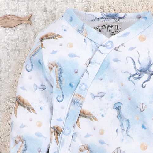 ABN-5441 Sea Of Joy Nini busta corpo blu - cotone organico, per neonati