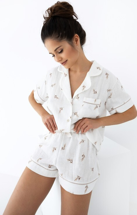 Sensis Nastia Pigiama donna in mussola - ecrù