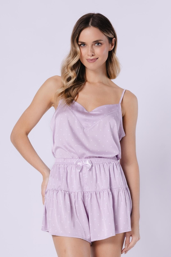 1743 Giw Leveza Pigiama Donna Satin Lavanda con Pantaloncini Corti
