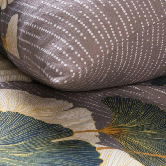 31510/2 Biancheria da letto Flannelove Darymex beige verde foglie di ginkgo - set, 100% cotone, caldo e morbido