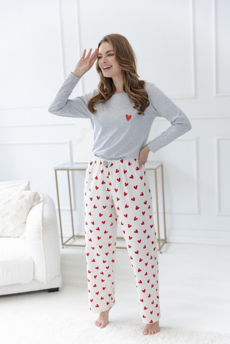 Pigiama donna Taro Corin 3624 100% cotone flanella lunga cuori