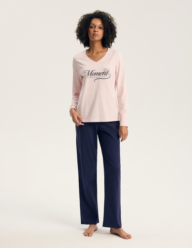 Henderson 46114 Gianna Pigiama Donna Rosa 100% Cotone Manica Lunga