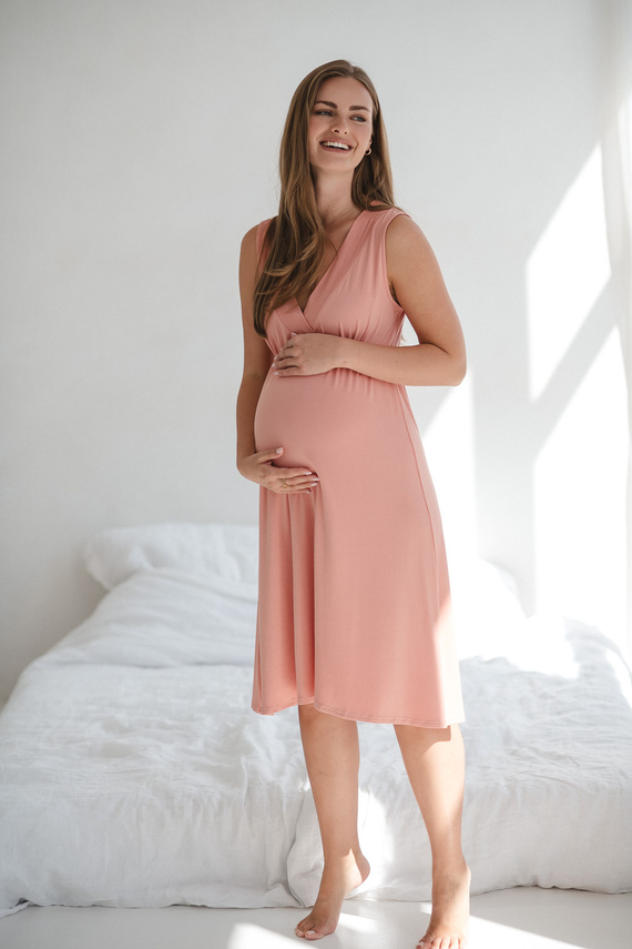 Star Light Camicia da notte in gravidanza e allattamento rosa erbacea Milk&Love- viscosa di bambù | Comfort e femminilità