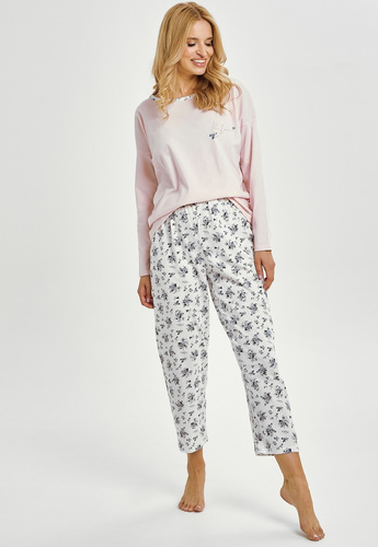 Ella 3450 Taro pigiama donna rosa cotone manica lunga confortevole