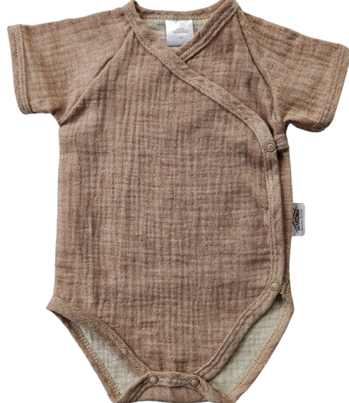 Body in mussola Just Muslin 03235KL Makoma latte- manica corta, busta, 100% cotone