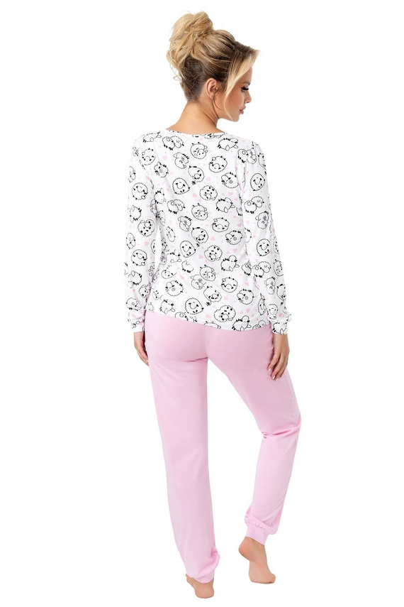 Pigiama da donna Donna Sheep Long rosa - cotone, manica lunga, confezionato in busta di plastica