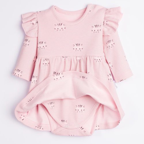 Abito-Body Nicol Tosia 225159 100% Cotone Gattini Rosa Manica Lunga