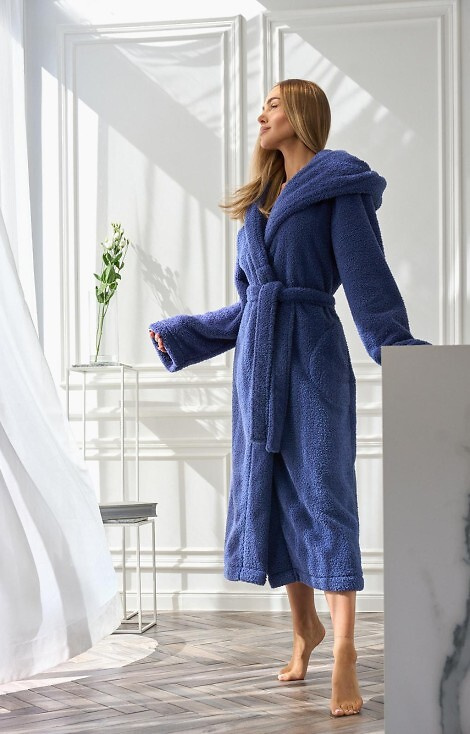 2556 Heaven Vestaglia lunga da donna L&L con cappuccio - navy