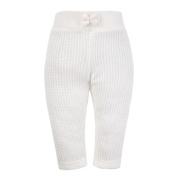 Leggings per neonati Fluffy Tails Eevi - maglione ecru, con fiocco in vita