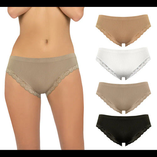 Slip donna Sesto Senso 6108 pizzo senza cuciture elastico comfort beige