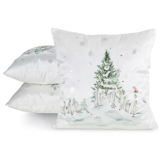 CHP349 Federa natalizia Eurofirany 45x45 in velluto con stampa e bordatura
