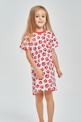 Camicia da notte bambina Taro 3549 Nela rossa 100% cotone