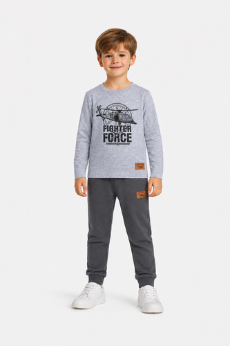 Pantaloni sportivi da bambino Lagarto Verde KAR-0040/SZA in cotone grigi