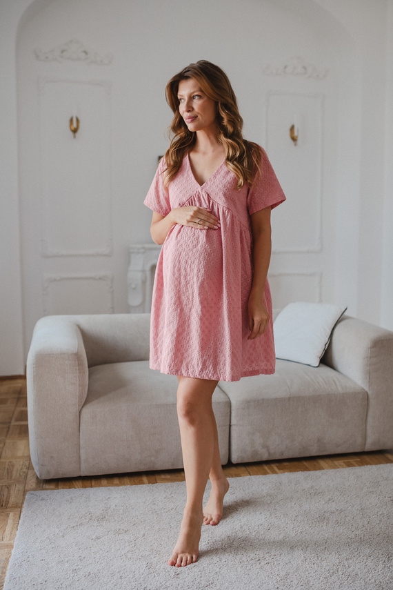 Flower Power Milk & Love Camicia da Notte Premaman e per Allattamento Boho Rosa Antico