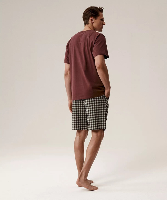 Pigiama da uomo NMP-397 - cotone grigio vino, manica corta, leggero e confortevole per l'estate