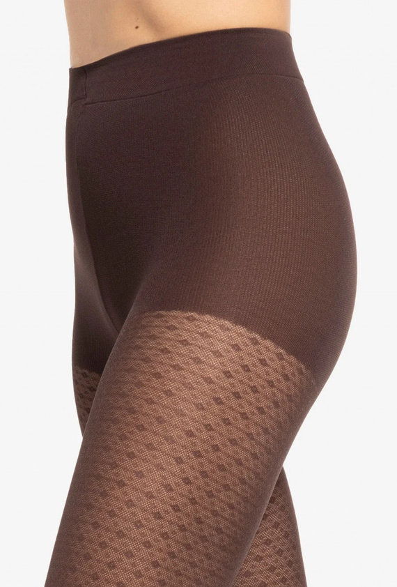 Gatta Wedel wz.03 Collant 40 den - motivo geometrico, cioccolato scuro