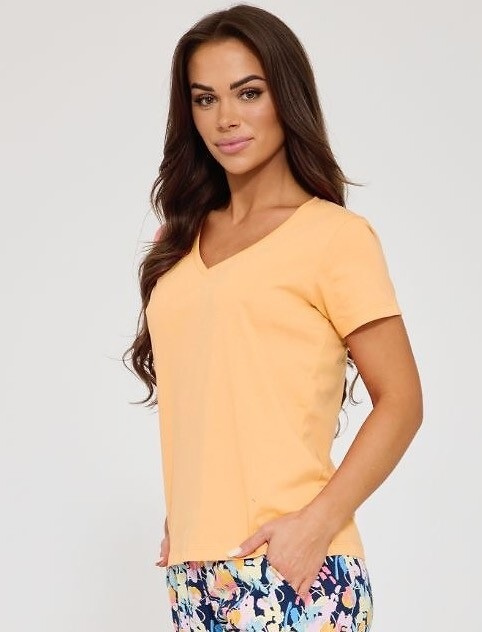 Cornette 875/357 Violetta 2 arancione Pigiama donna in cotone 7/8 con fiori