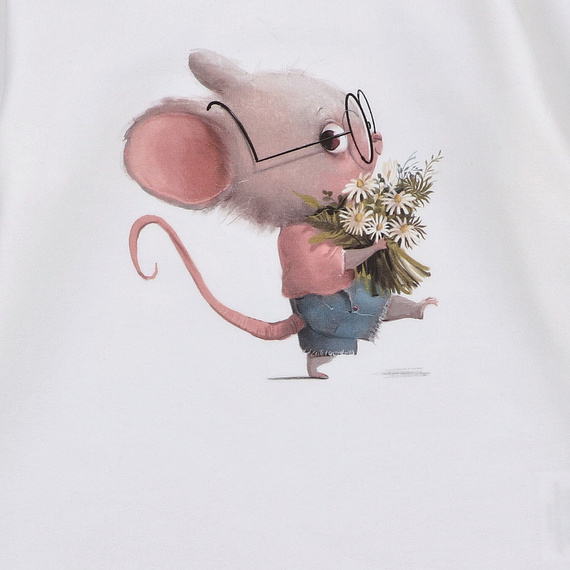 KAR-3008 Camicetta da bambina a maniche lunghe Lagarto Verde ecru - elegante, in cotone, produzione polacca