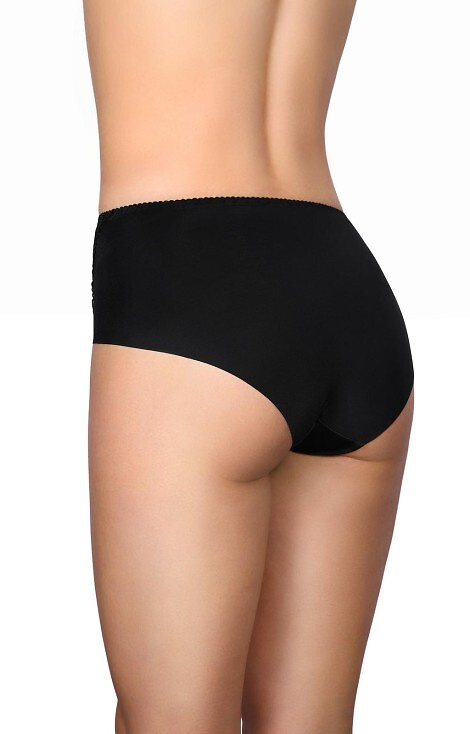 58 Modo slip in microfibra nera con lacci sul davanti, taglio laser