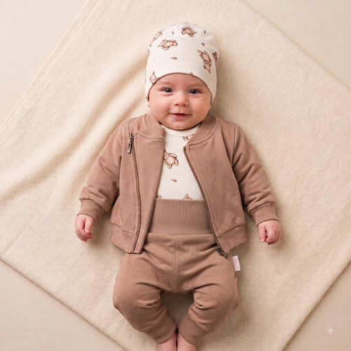 227273 Nicol BENEK Felpa bambino stile ramonesca marrone in cotone con zip