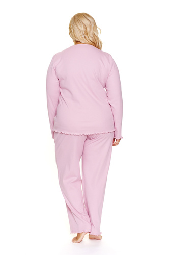 Doctor Nap 7326 - Pigiama donna plus size in cotone con bordi arricciati | 100% cotone, produzione polacca - papaya