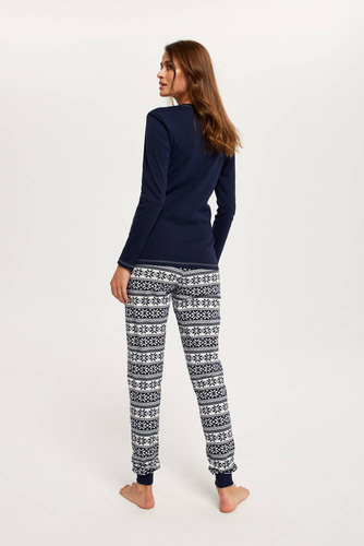 Arktyka Pigiama donna manica lunga, pantaloni lunghi Moda italiana - blu navy/stampa