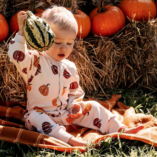 Pigiama per bambino Eevi Halloween - ecru, zucche, senza piedi, cotone