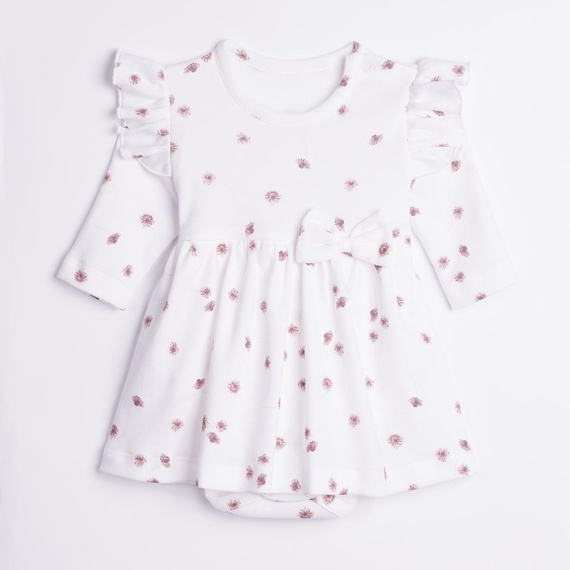 226159 Nicol vestito-body bambina ecru manica lunga con fiori
