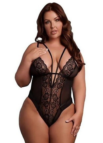 Body AMR006 Amour Le Désir Body in pizzo Plus Size XL-4XL Nero
