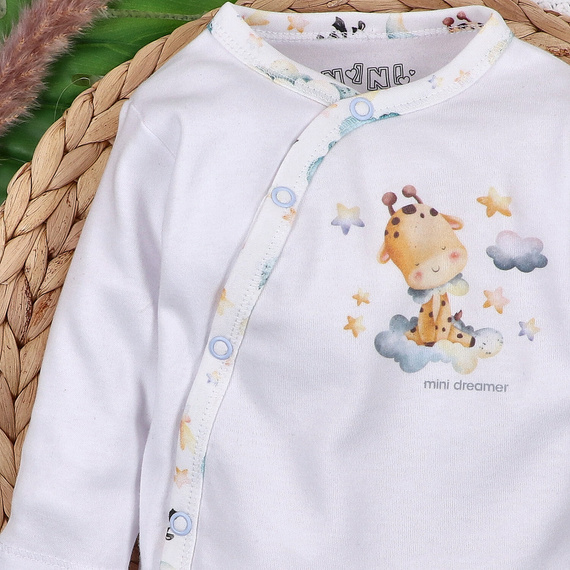 ABN-5602 Nini Little Dreamers - body a busta in cotone biologico per neonati - chiusure senza nichel, 100% sicurezza