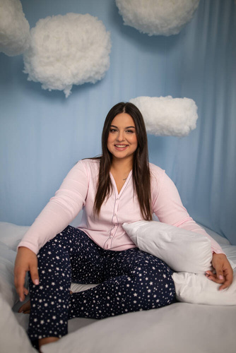 Libra Pigiama donna manica lunga e pantaloni Moda italiana - rosa/stampa