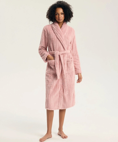 43599 Darlan Vestaglia da donna con cappuccio Henderson crema - morbida, leggera, prima del ginocchio