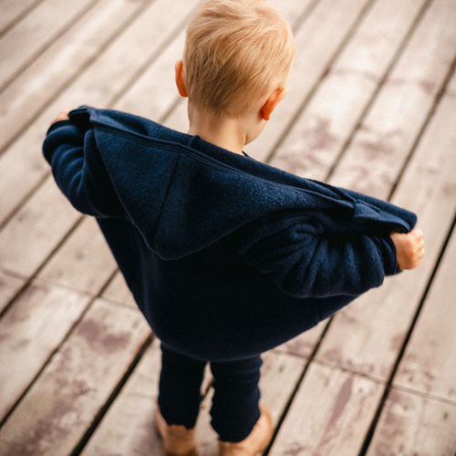 Giacca da bambino Eevi in lana merino - blu navy, traspirante e morbida