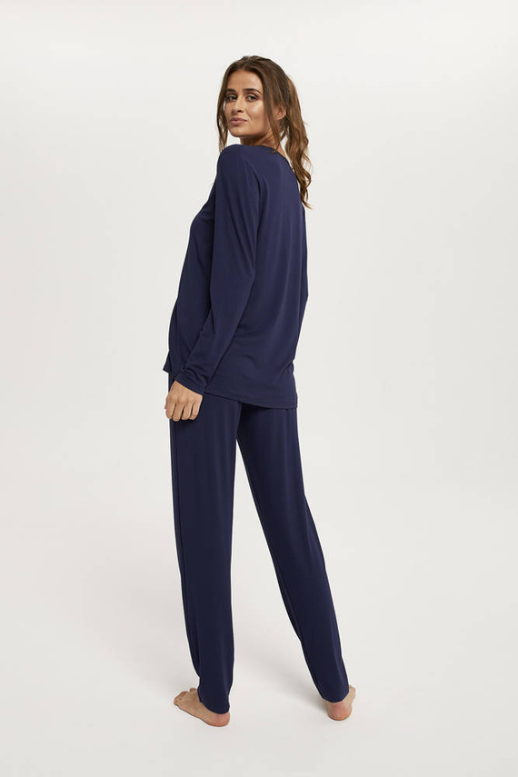 Pigiama da donna Song manica lunga, pantaloni lunghi Moda italiana - blu navy