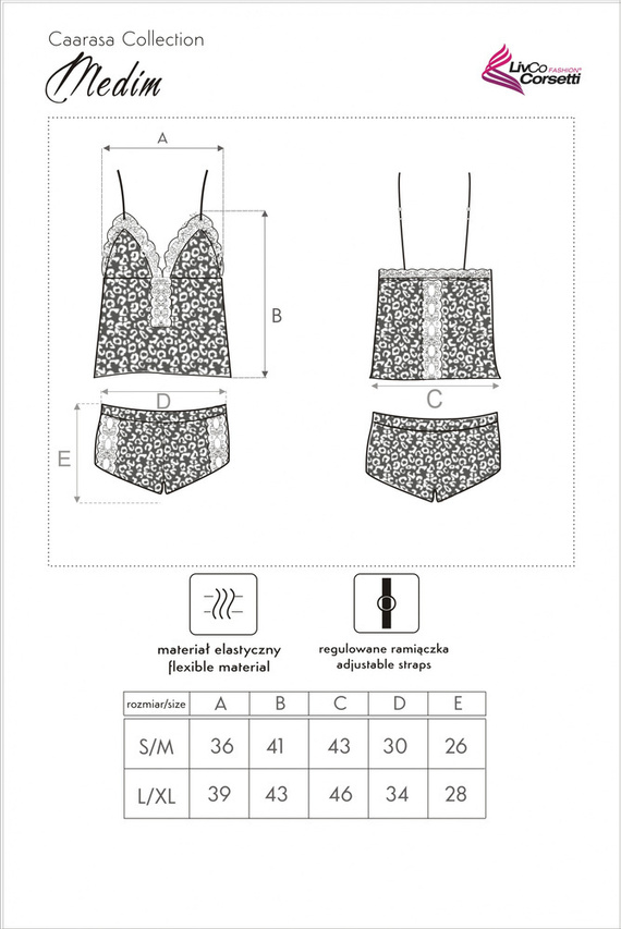 Medim LC 90601 Set, chemise+ pantaloncini LivCo Corsetti Fashion