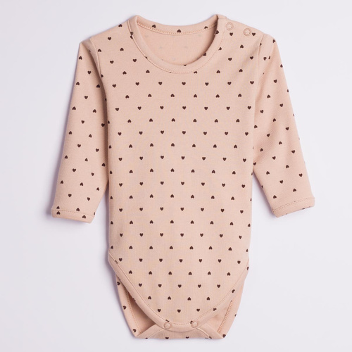 Nicol Hania 226097 Body neonato manica lunga cotone cuoricini beige